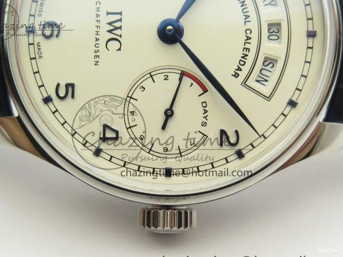 MIROTIME 1219 Affordable Portuguese Real PR Real Annual Calendar IW5035 ZF 1:1 Best Edition White Dial Blue Markers on Blue Leather Strap A 7143